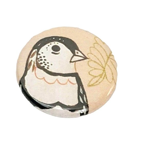 Jewelry - Badgebomb 2010 Susie Ghahremani Art Button Pin Bird Finch Sparrow BoyGirlParty